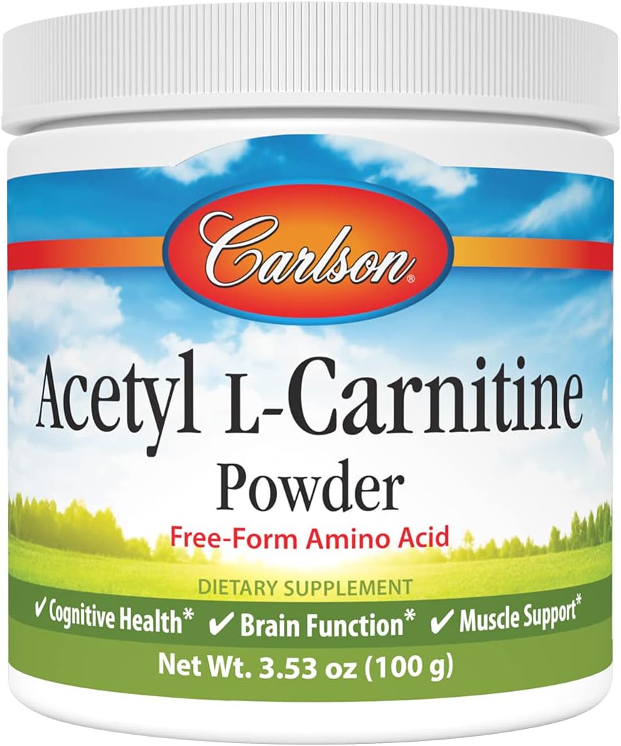 Carlson Acetyl L-Carnitine Powder - Cognitive Health, Brain Function, Muscle Support - 3.53 oz
