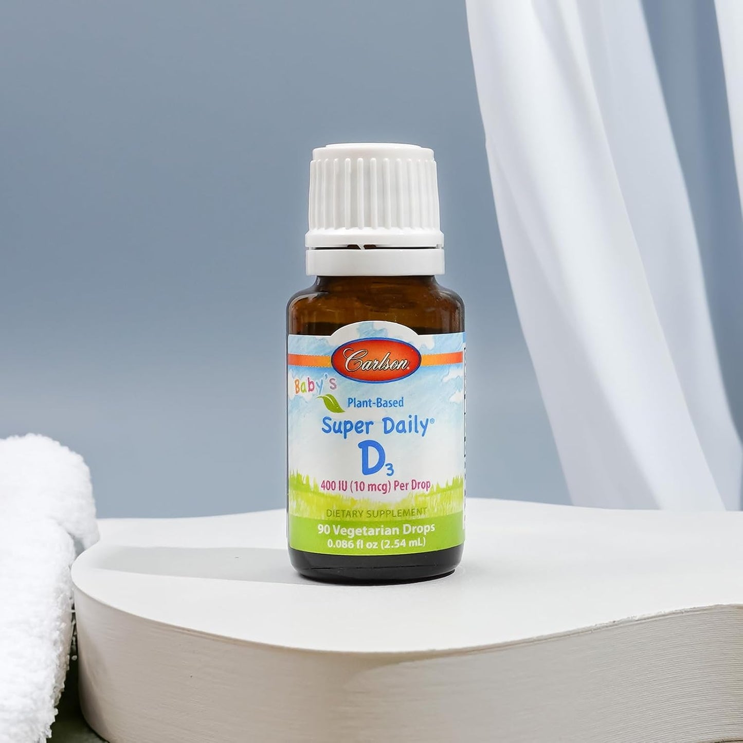 Carlson Baby Plant-Based Liquid Vitamin D Drops for Infants & Toddlers - 400 IU per Drop from Algae - Unflavored - 90 Drops