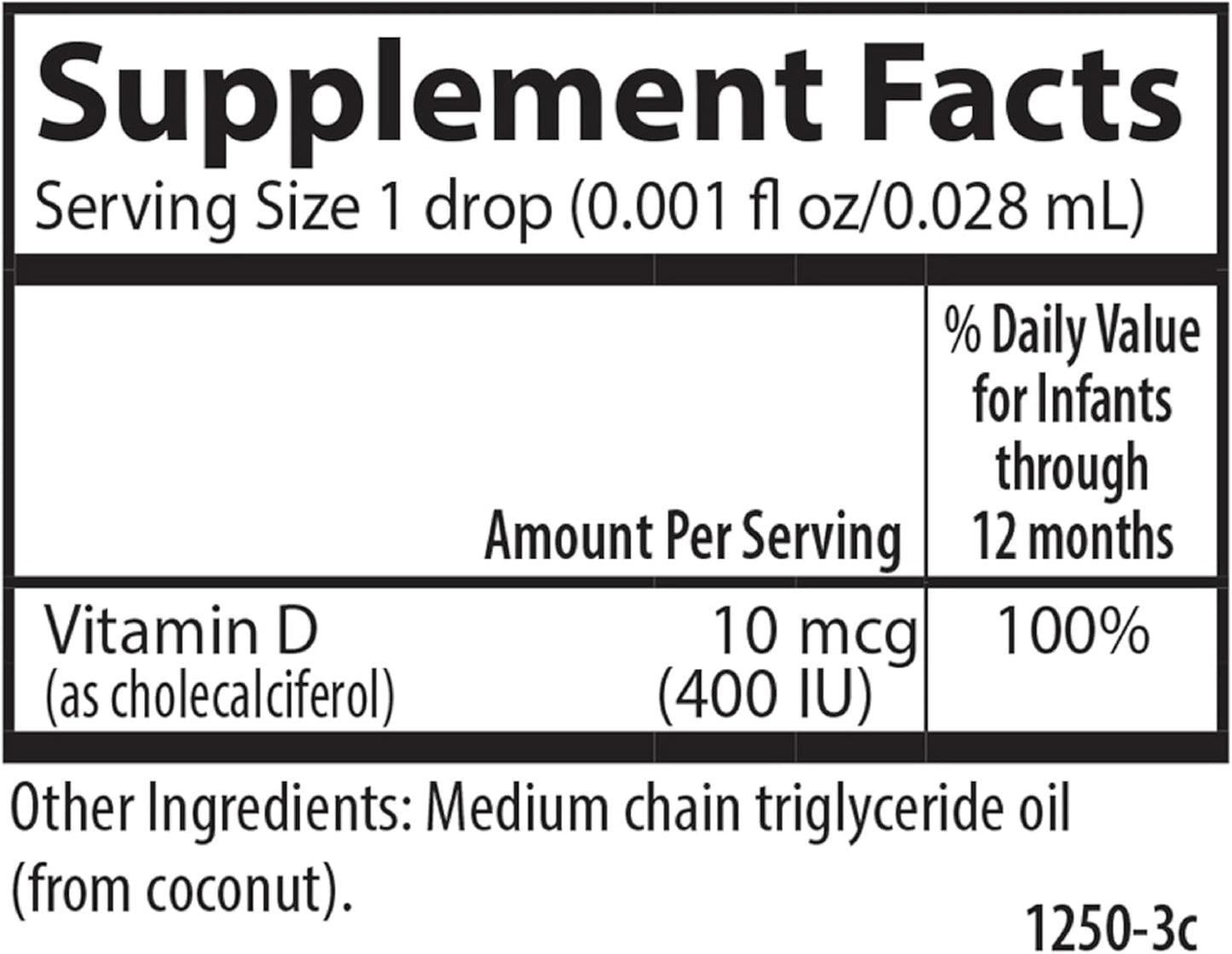 Carlson Baby's Super Daily D3 Vitamin Drops - 1-Year Supply, 400 IU (10 mcg) per Drop, Vegetarian Liquid Supplement for Infants and Toddlers, Unflavored