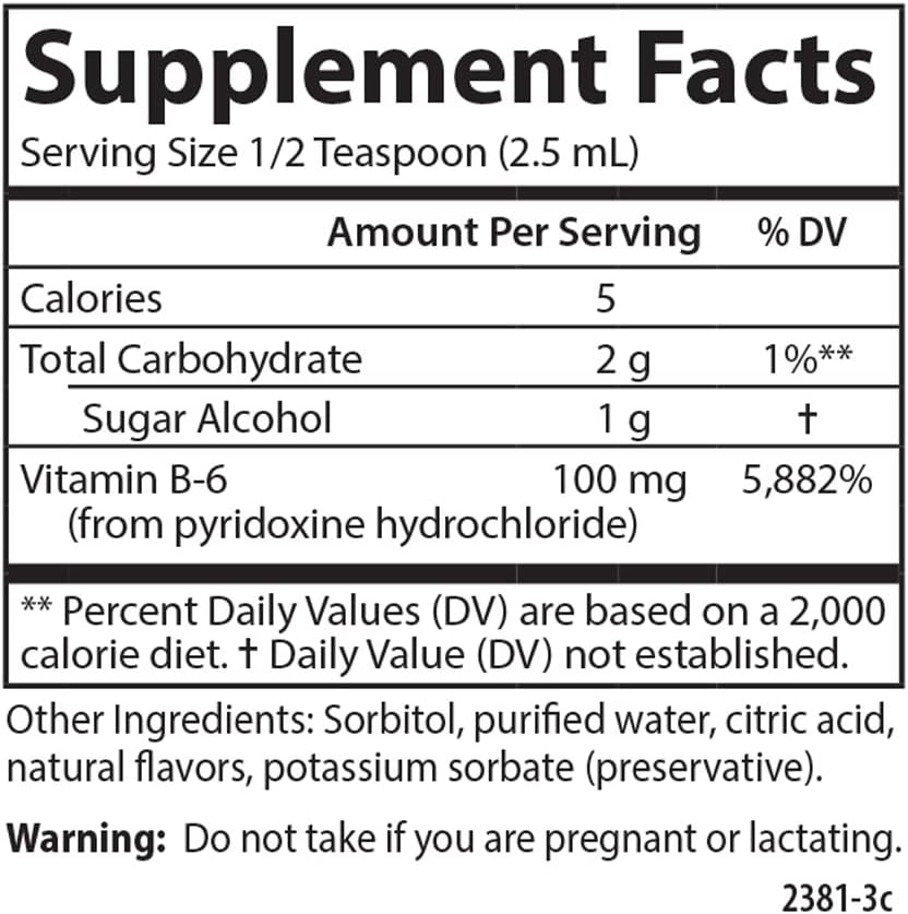 Carlson Berry Lemonade Flavor Vitamin B-6 Liquid Supplement for Energy and Heart Health - 120 mL