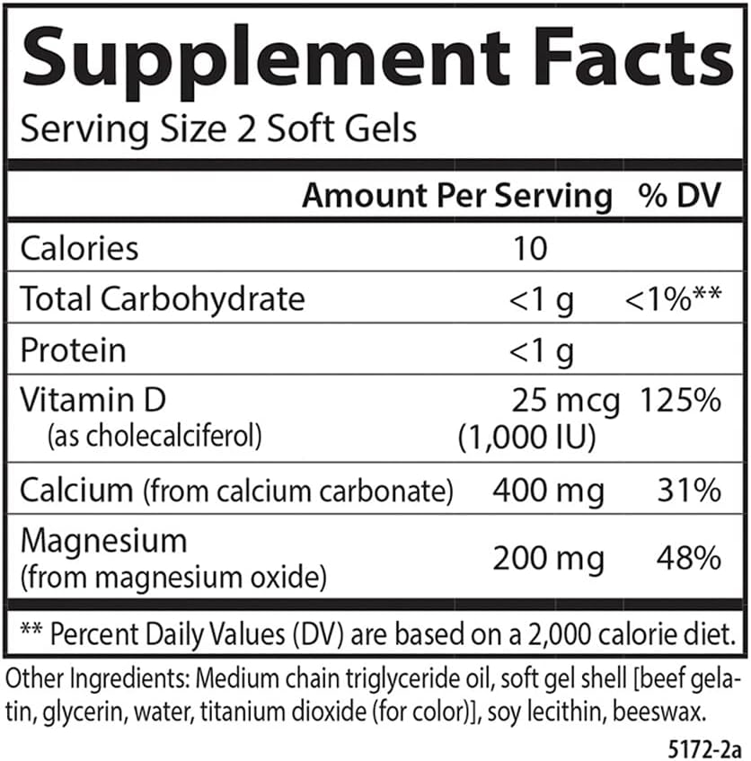 Carlson Cal-Mag Gels: 2:1 Calcium to Magnesium Ratio, Vitamin D, Bone & Energy Support, 250 Softgels