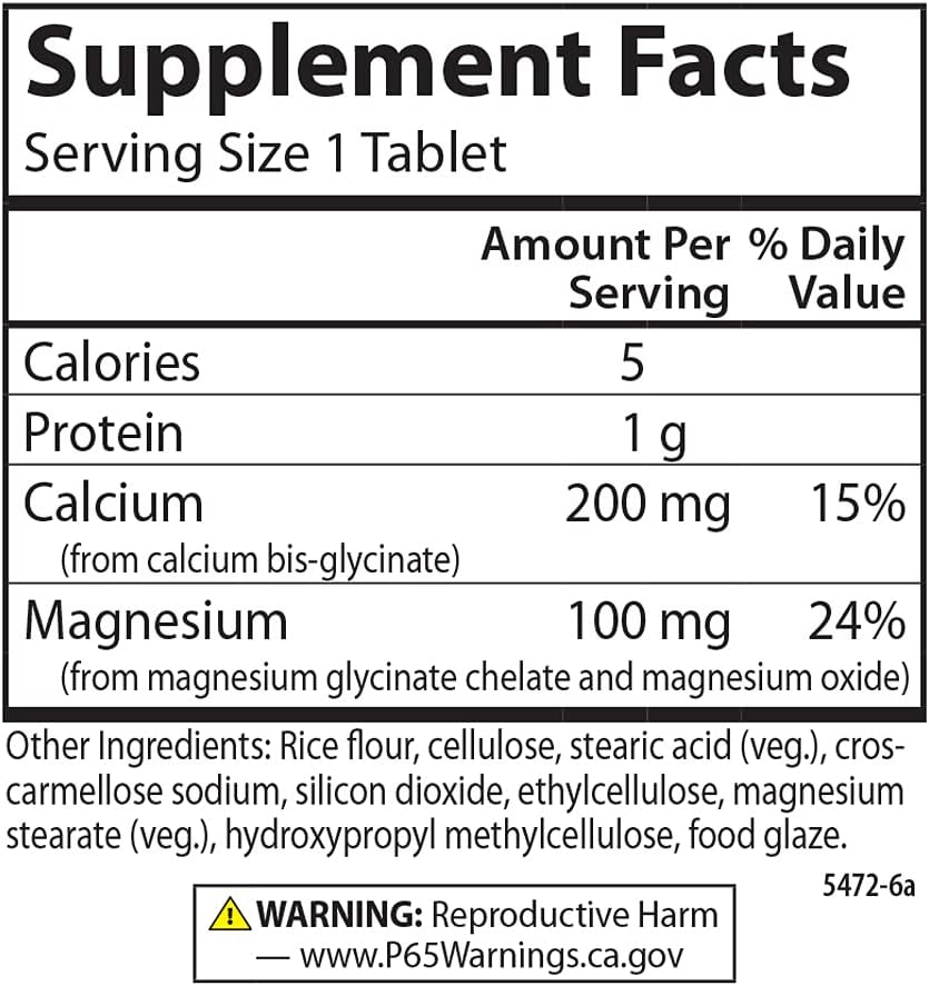Carlson Chelated Cal-Mag Tablets, 2:1 Calcium to Magnesium Ratio for Bone and Muscle Health, 180 Count