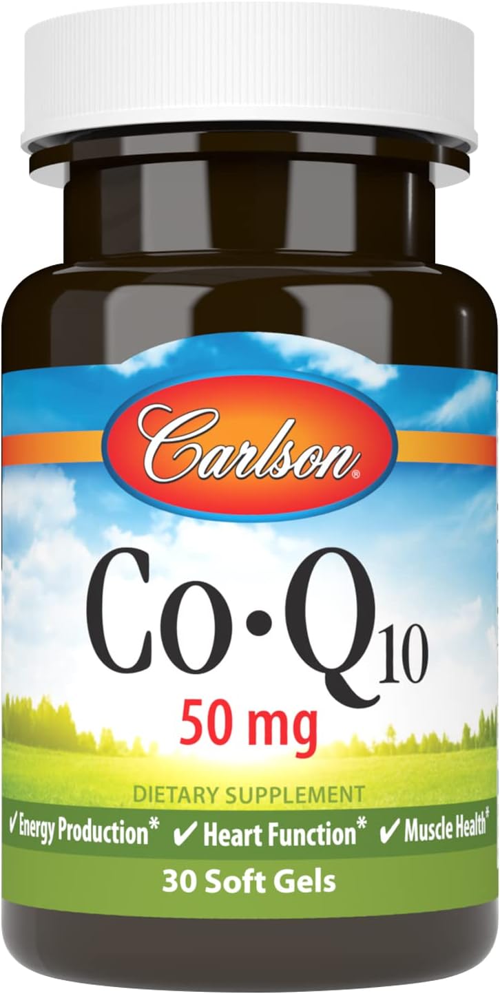 Carlson CoQ10 50mg Softgels for Energy Production and Heart Health - 30 Count