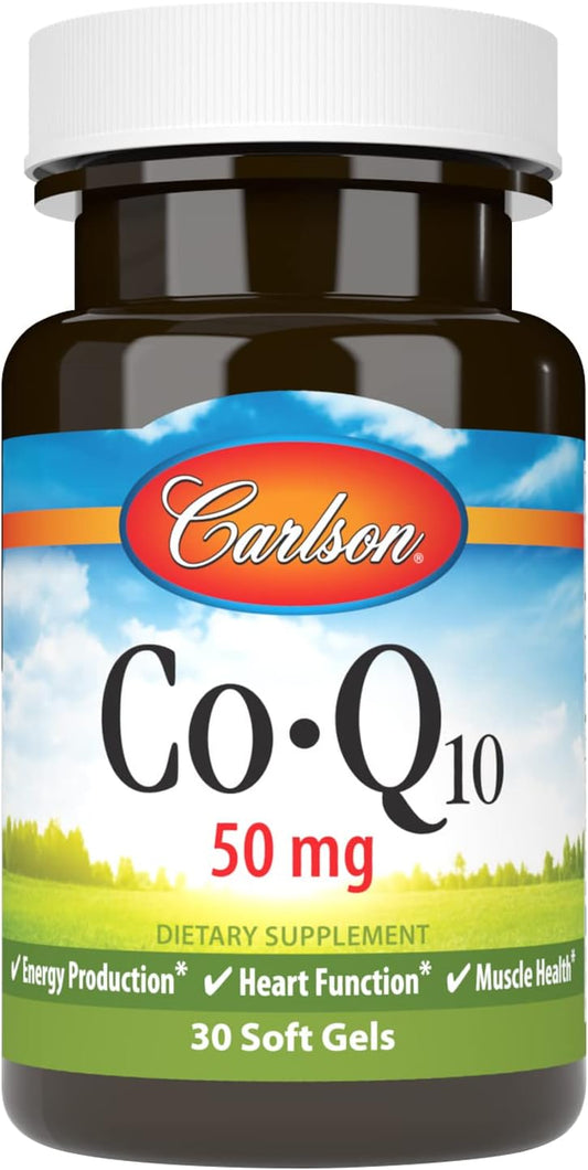 Carlson CoQ10 50mg Softgels for Energy Production and Heart Health - 30 Count