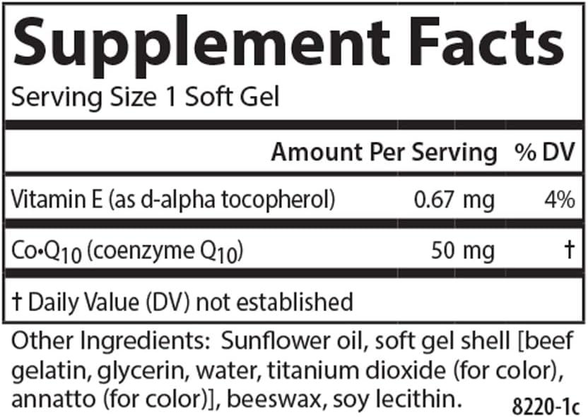 Carlson CoQ10 50mg Softgels for Energy Production and Heart Health - 30 Count