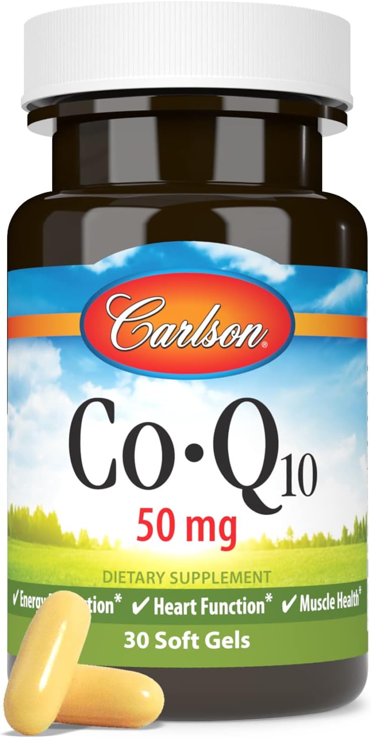 Carlson CoQ10 50mg Softgels for Energy Production and Heart Health - 30 Count