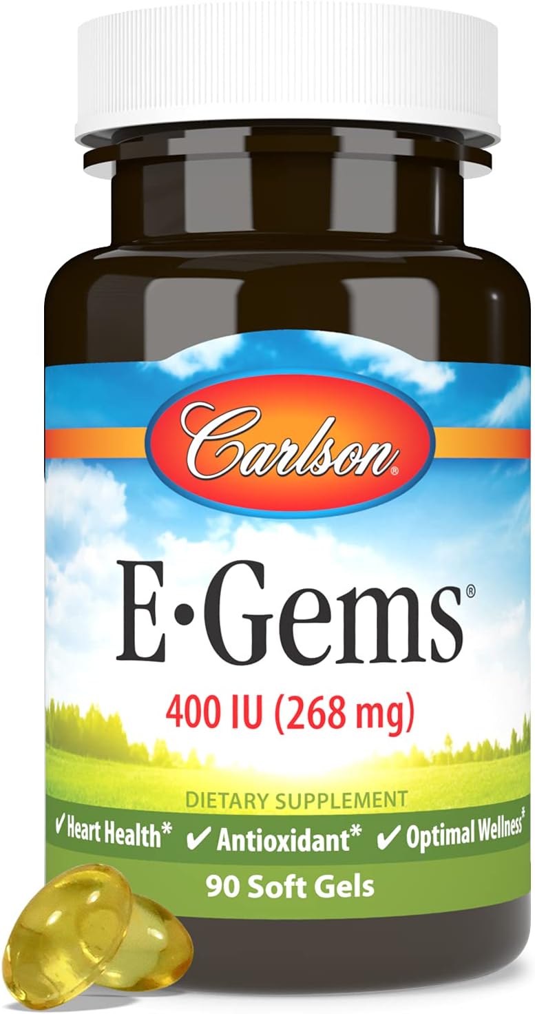 Carlson E-Gems 400 IU Soft Gels - Antioxidant for Heart Health & Wellness - 90 count
