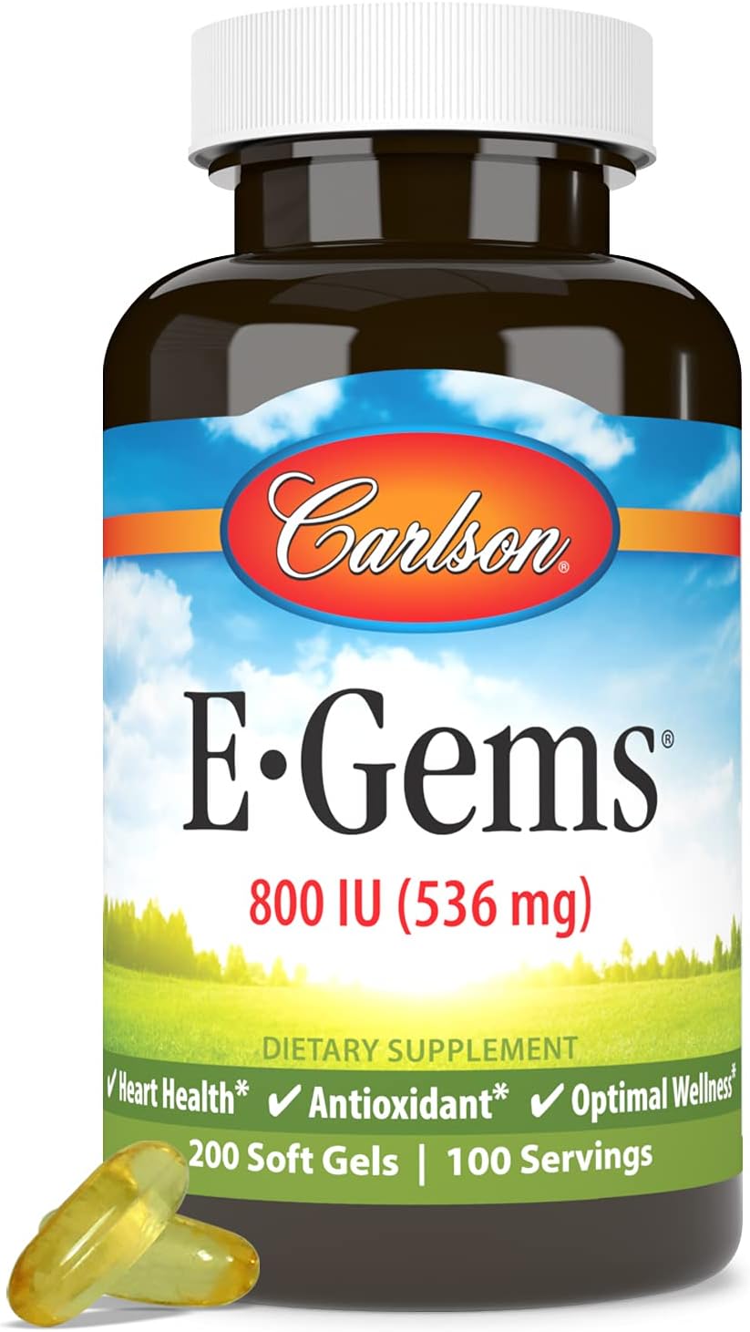 Carlson E-Gems 800 IU Softgels for Heart Health & Antioxidant Support - 100 Count