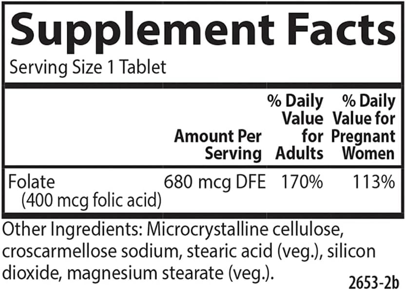 Carlson Folic Acid 400 mcg Tablets for Prenatal Support and Fetal Development - 300 Count