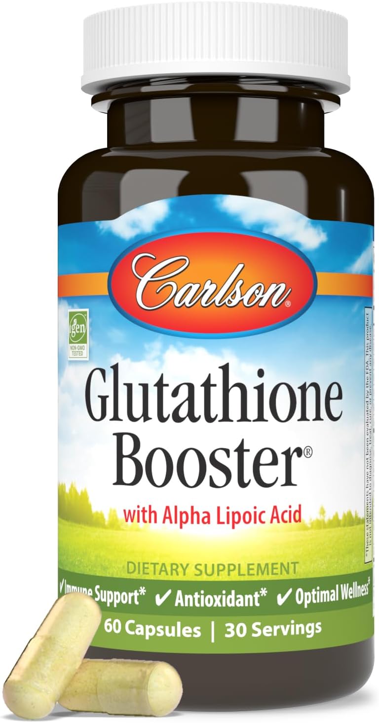 Carlson Glutathione Booster with Alpha Lipoic Acid for Immune Support and Antioxidant Benefits - 60 Capsules