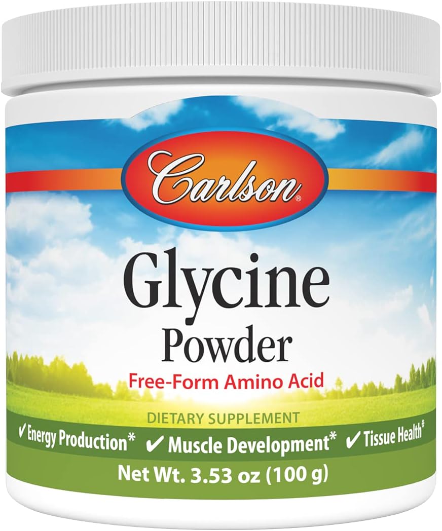 Carlson Glycine Powder 2000mg - Amino Acid Supplement for Energy and Muscle Development, 3.53 oz (100g) - BoostGo Australia