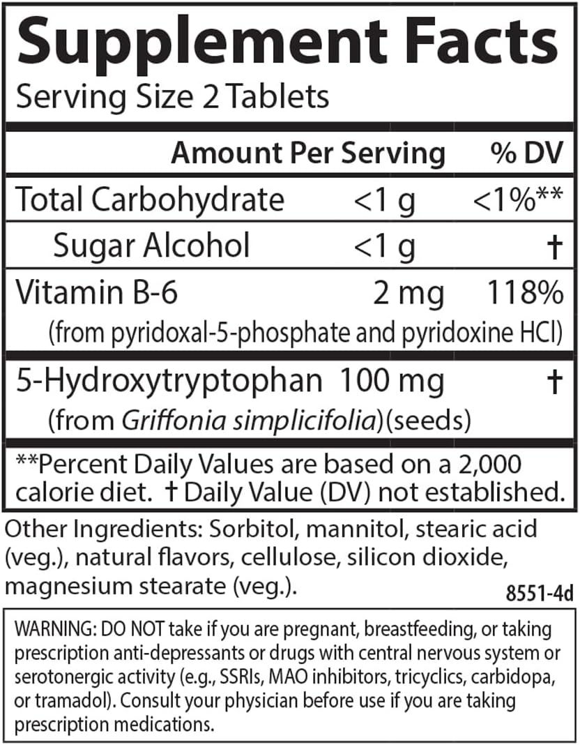 Carlson Healthy Mood 5-HTP Elite 100 mg Tablets, Raspberry Flavor, Serotonin Production & Relaxation