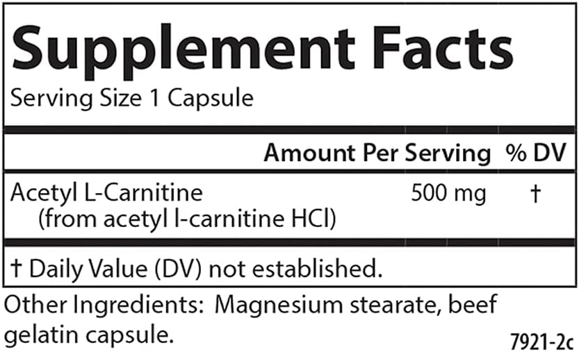 Carlson Labs Acetyl L-Carnitine Capsules - 500mg, 120 Count - Energy & Focus Support
