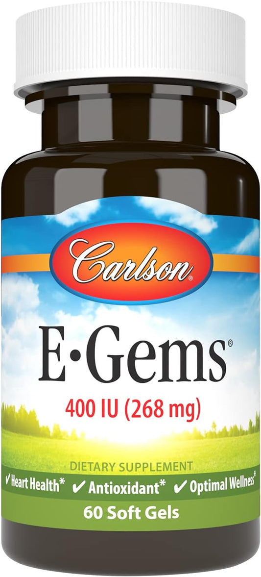 Carlson Labs E-Gems Natural Vitamin E Softgels - 400 IU, 60 Count