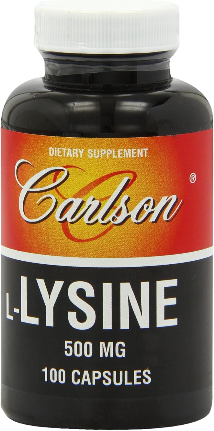 Carlson Labs L-Lysine 500mg Capsules - Essential Amino Acid Supplement