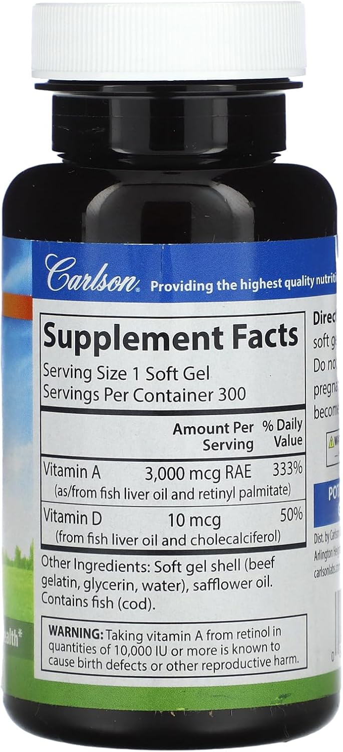 Carlson Labs Vitamin A and D Softgels - 10000/400 IU, 300 Count