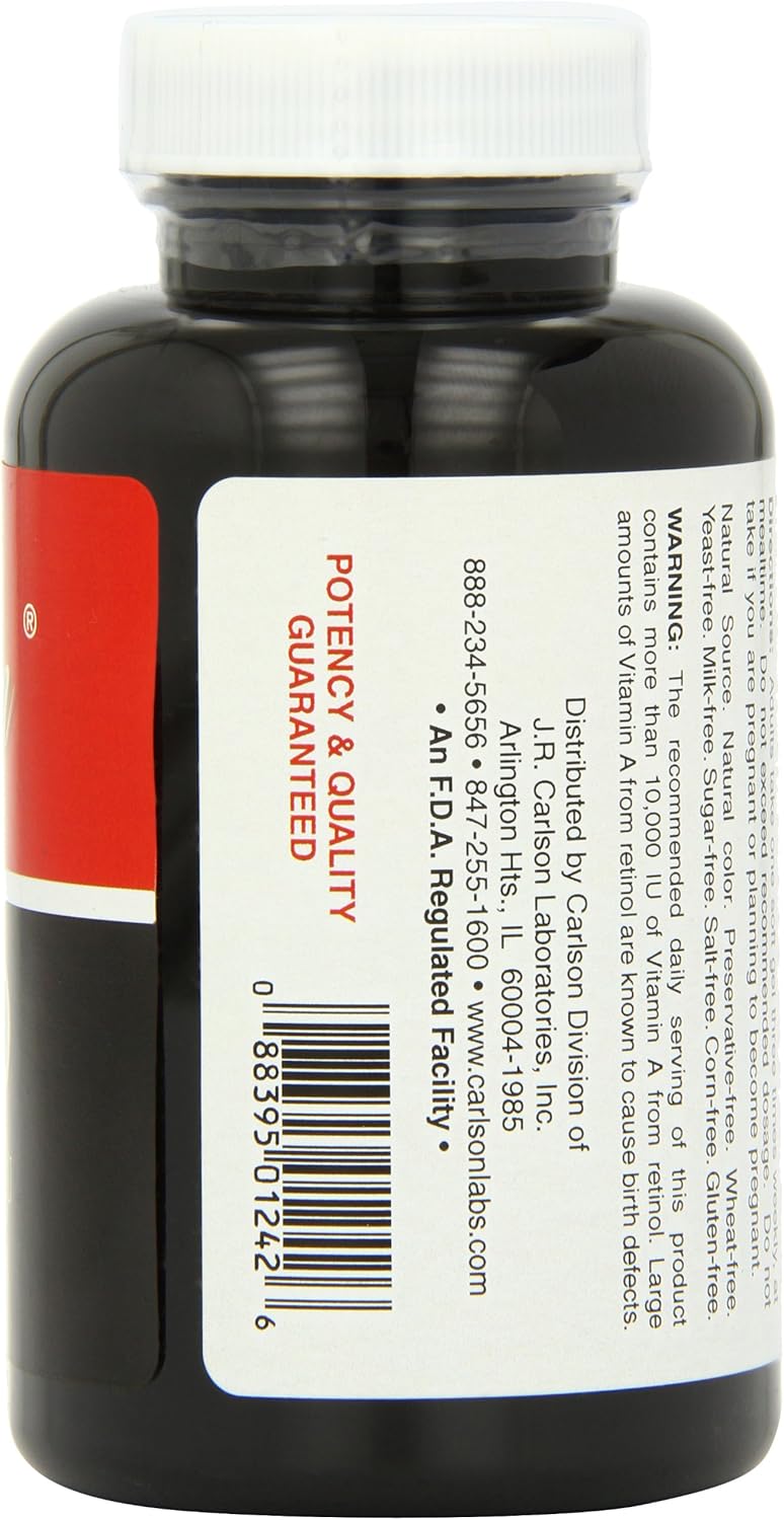 Carlson Labs Vitamin A and D Softgels - 25000/1000 IU, 250 Count - High Potency Supplement