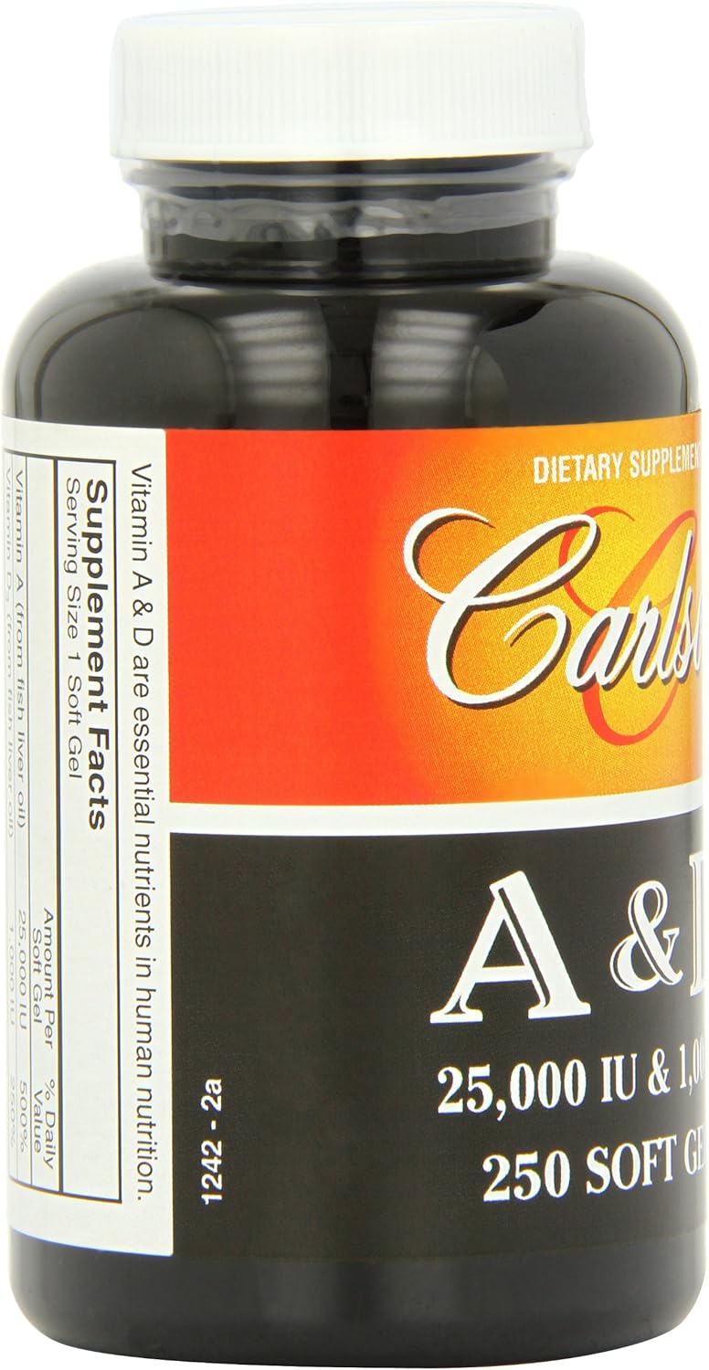Carlson Labs Vitamin A and D Softgels - 25000/1000 IU, 250 Count - High Potency Supplement
