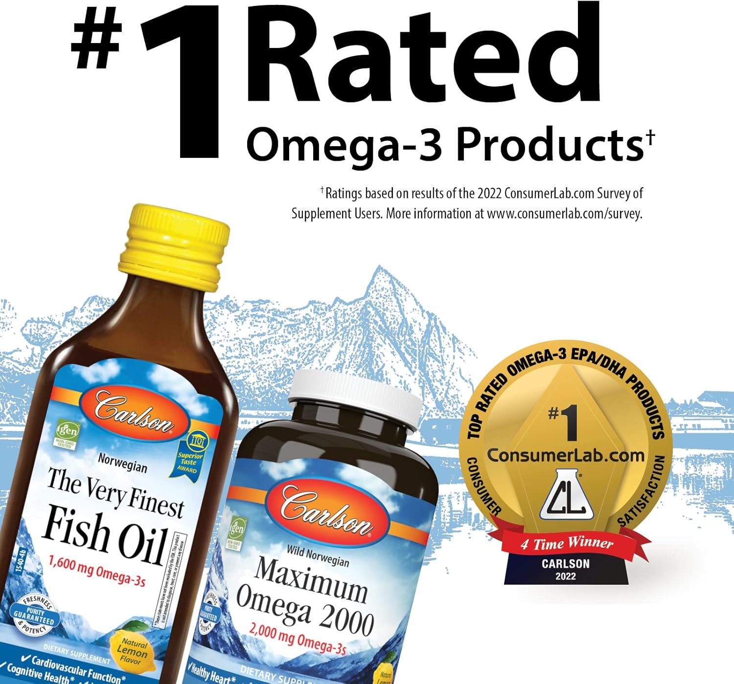 Carlson Lemon Omega-3 + D & K Liquid Supplement for Heart and Bone Health, 1430 mg Omega-3s, 2000 IU D3, 90 mcg K2 as MK-7, 200 mL