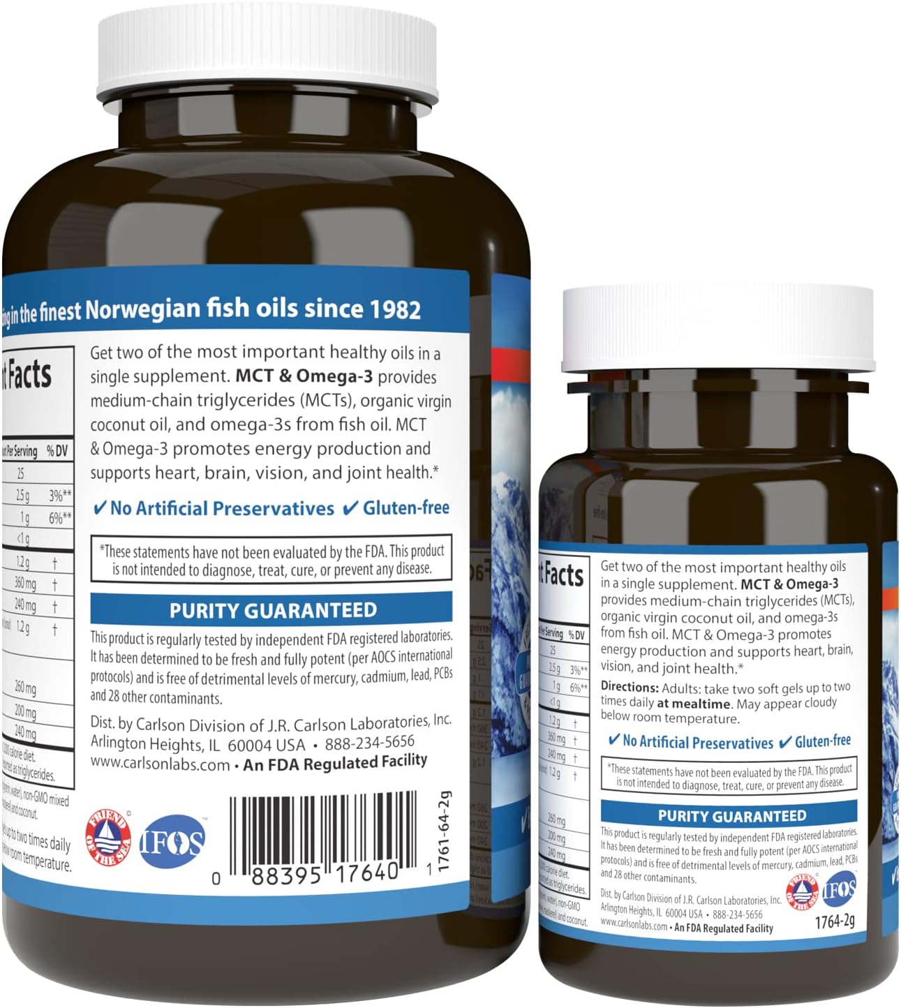 Carlson MCT & Omega-3 Softgels with Coconut Oil for Energy & Brain Health, EPA & DHA, Fat Metabolism, 150 Count - BoostGo Australia