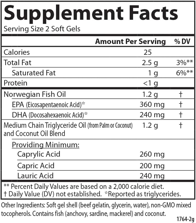 Carlson MCT & Omega-3 Softgels with Coconut Oil for Energy & Brain Health, EPA & DHA, Fat Metabolism, 150 Count - BoostGo Australia