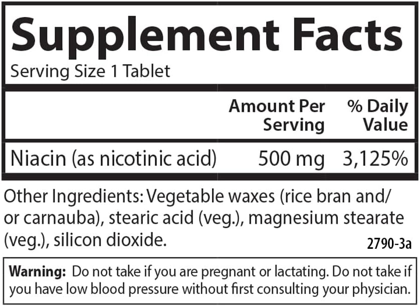 Carlson Niacin-Time 500 mg Time-Release Vitamin B-3 for Cholesterol & Heart Health - 50 Tablets