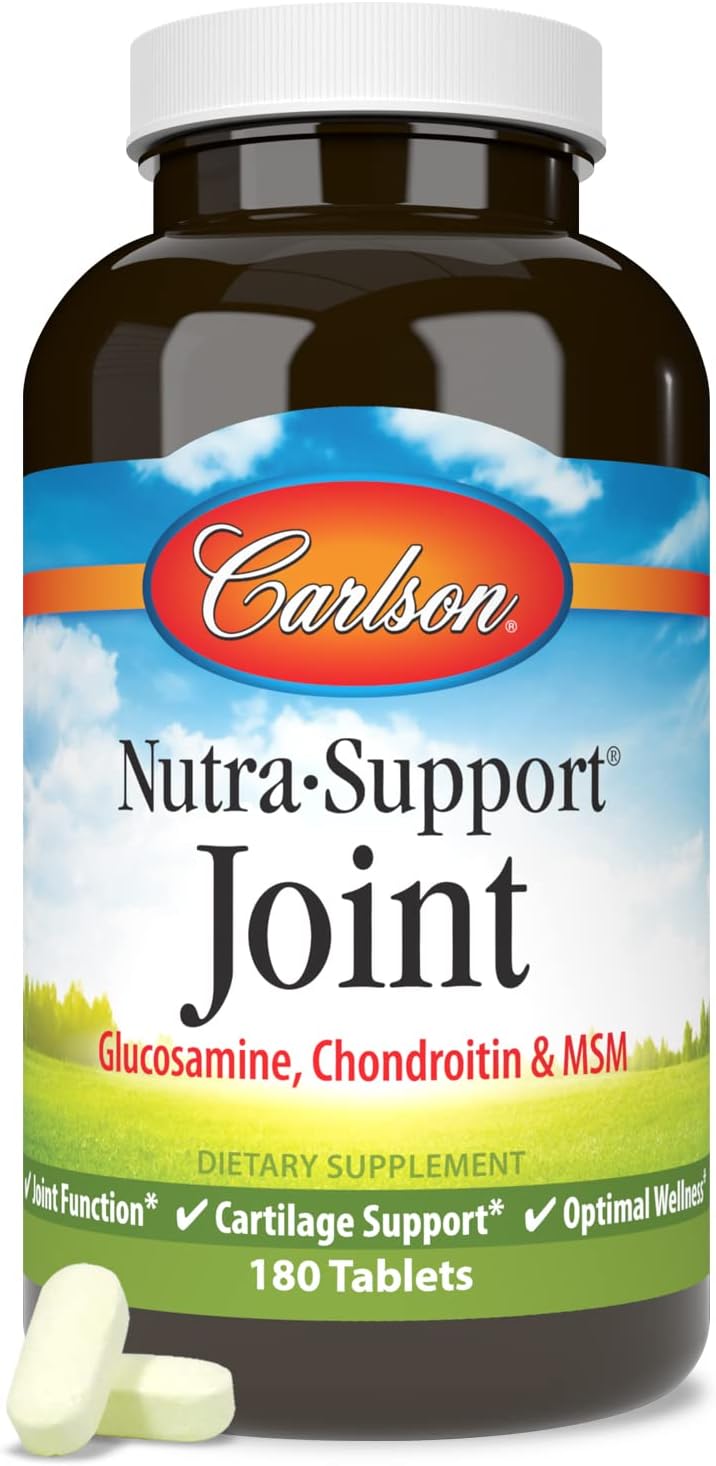 Carlson Nutra-Support Joint Supplement with Glucosamine, Chondroitin, MSM - 180 Tablets for Joint Function and Cartilage Support