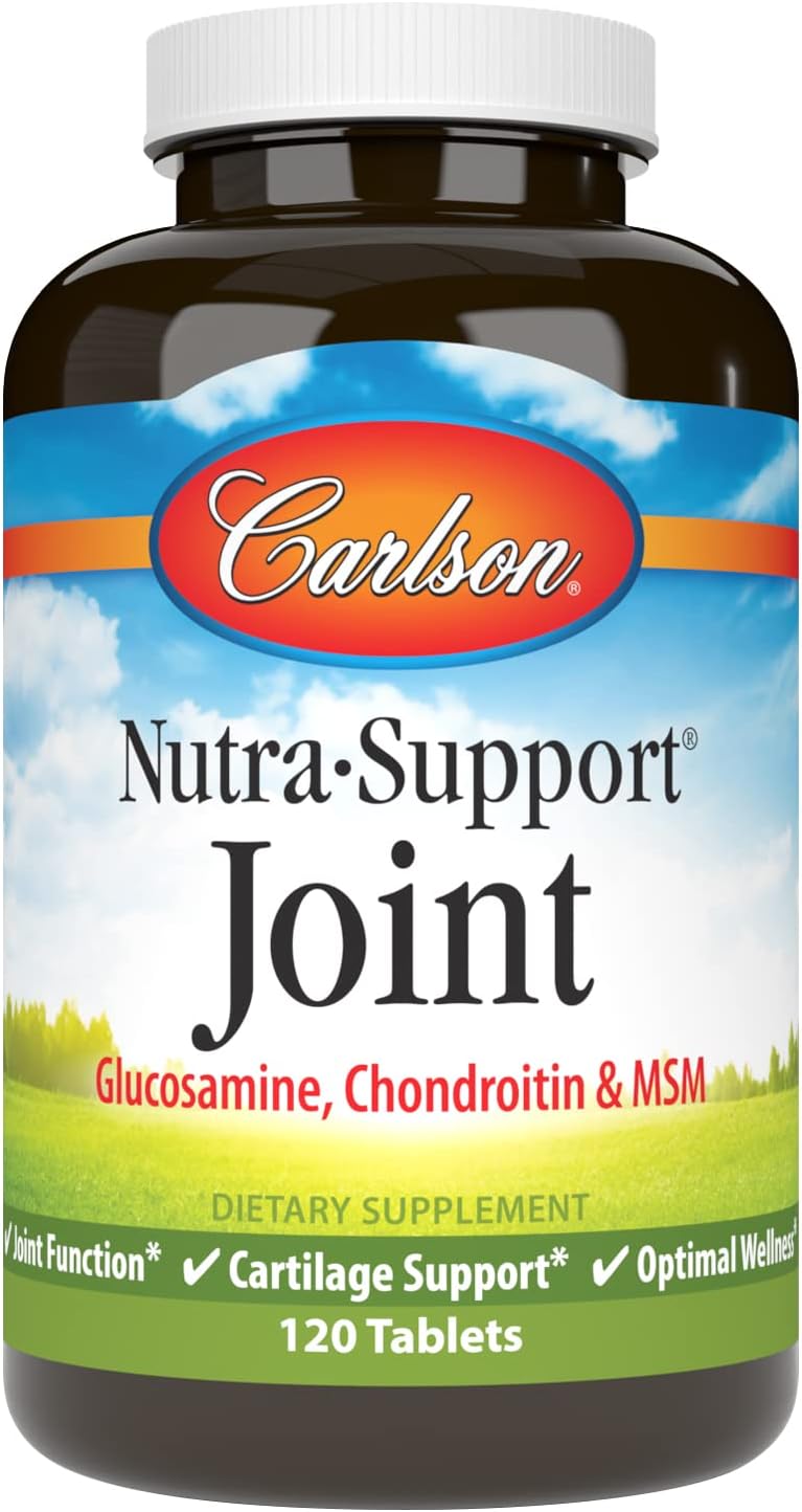 Carlson Nutra-Support with Glucosamine Chondroitin & MSM - Joint Function and Cartilage Support - 120 Tablets for Optimal Wellness