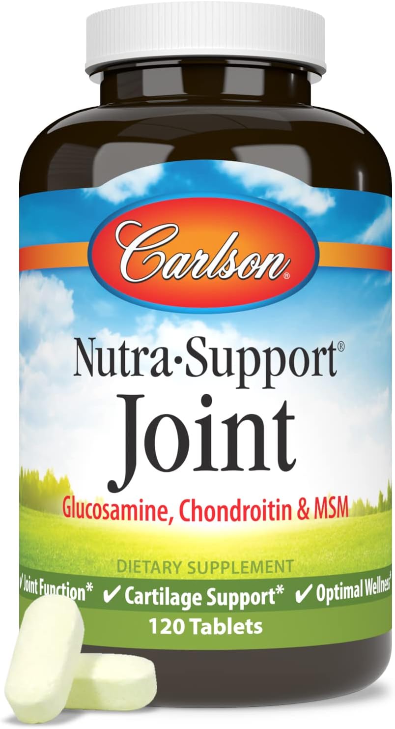 Carlson Nutra-Support with Glucosamine Chondroitin & MSM - Joint Function and Cartilage Support - 120 Tablets for Optimal Wellness