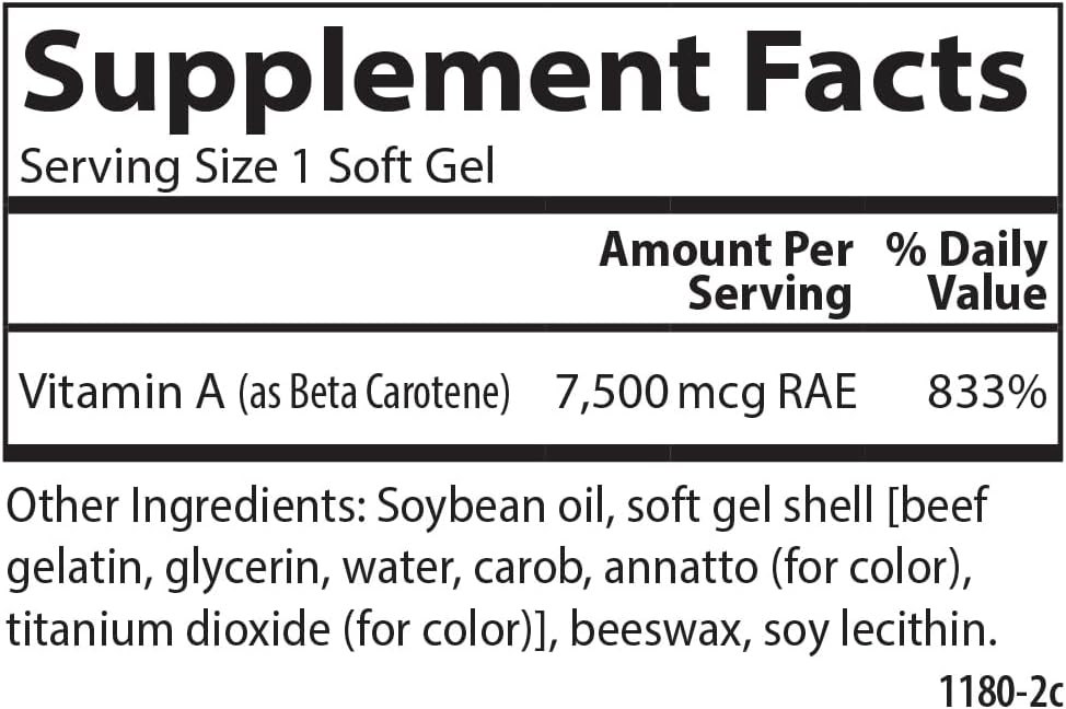 Carlson Super Beta Carotene 25000 IU Softgels for Vision and Skin Health