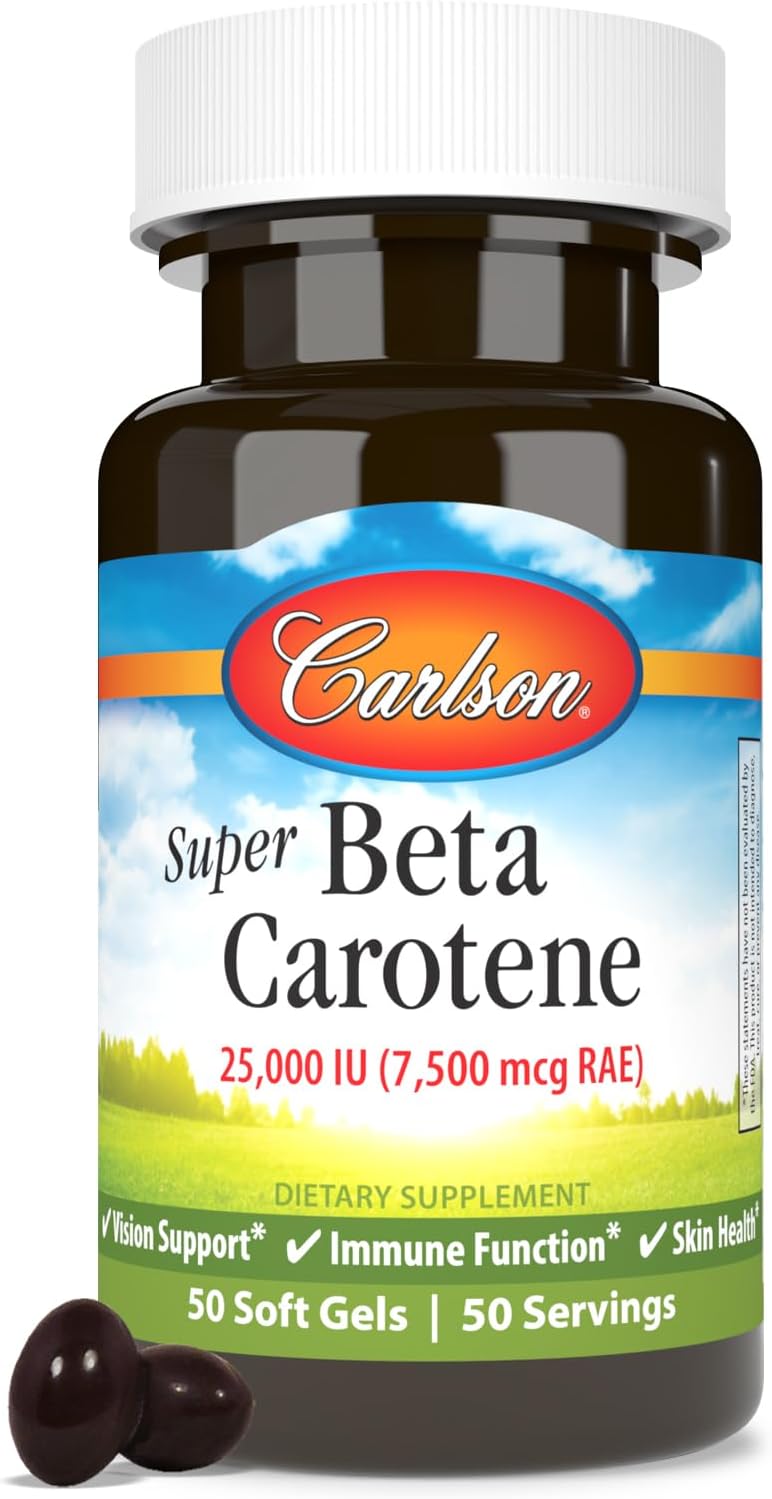 Carlson Super Beta Carotene 25000 IU Softgels for Vision and Skin Health