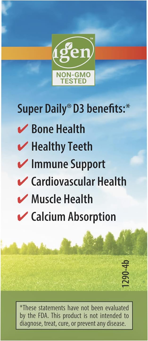 Carlson Super Daily D3 4,000 IU Drops for Heart, Immune, Teeth, and Bone Strength - Unflavored - 365 Drops