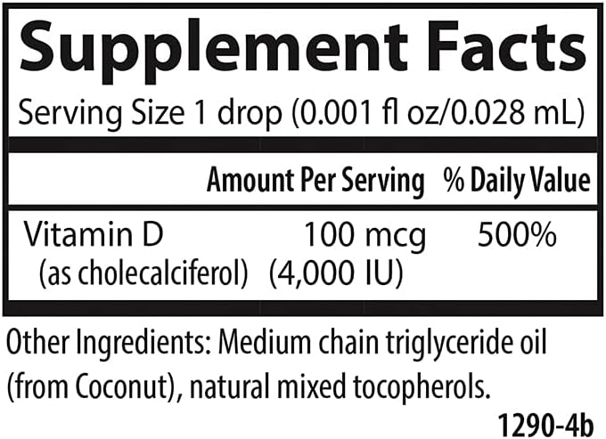 Carlson Super Daily D3 4,000 IU Drops for Heart, Immune, Teeth, and Bone Strength - Unflavored - 365 Drops