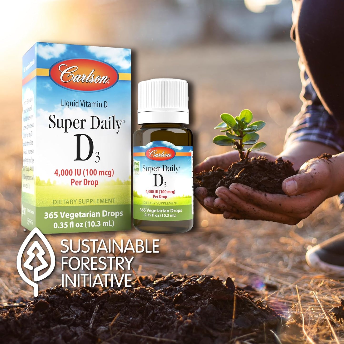 Carlson Super Daily D3 4,000 IU Liquid Vitamin D Drop - 1 Year Supply - Unflavored - 365 Drops - 10.3 mL