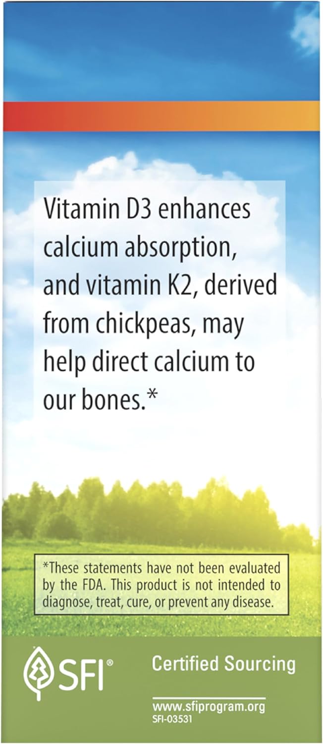 Carlson Super Daily D3 + K2 Liquid Drops for Heart & Bone Health, 50 mcg D3 + 45 mcg MK-7, 360 Drops