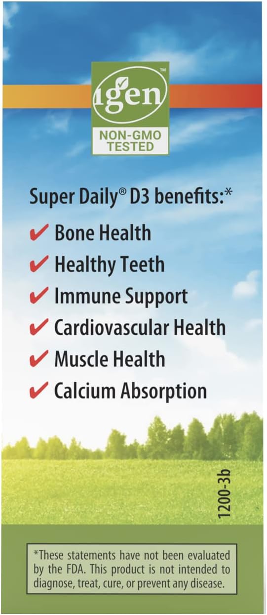 Carlson Super Daily D3 Liquid Vitamin D3 6000 IU - 1 Year Supply - Non-GMO - Unflavored - 365 Vegetarian Drops