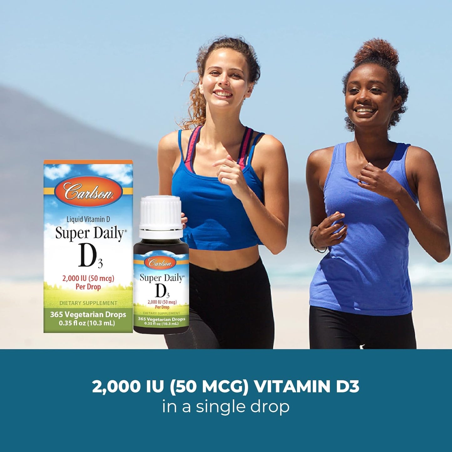 Carlson Super Daily D3 Vitamin D Drops - 2,000 IU per Drop - 1-Year Supply - Heart & Immune Health - Vegetarian - Unflavored - 365 Drops