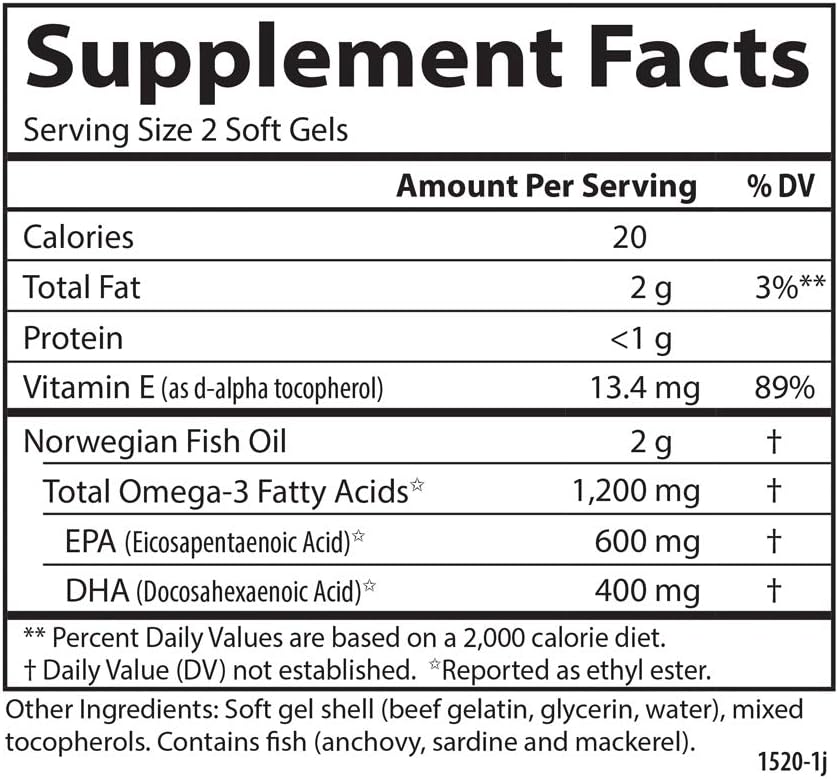 Carlson Super Omega-3 Gems - 1200mg Omega-3s, Wild Caught, Sustainably Sourced - 50 Soft Gels