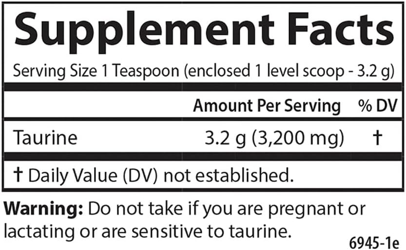 Carlson Taurine Powder 100g - Free-Form Amino Acid for Nerve Health & Muscle Support