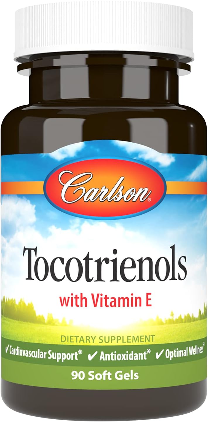 Carlson Tocotrienols 40mg Softgels with Natural Vitamin E - Gamma, Alpha, Delta, Beta - 90 Count