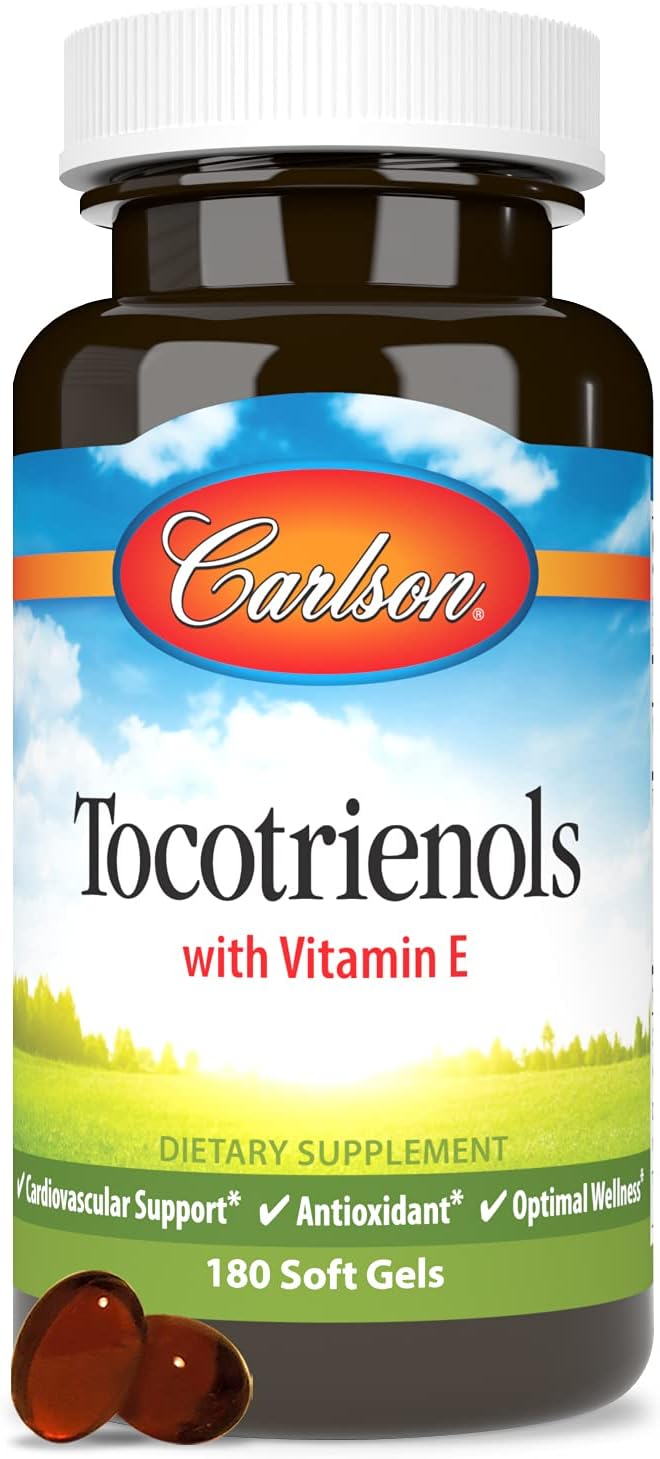 Carlson Tocotrienols 40mg Softgels with Natural Vitamin E | Gamma, Alpha, Delta, Beta | 180ct Sustainable Source