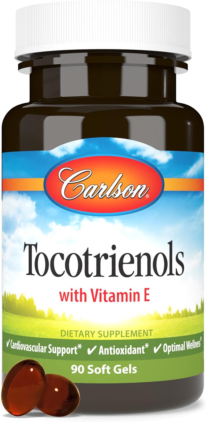 Carlson Tocotrienols 40mg Softgels with Natural Vitamin E - Gamma, Alpha, Delta, Beta - 90 Count