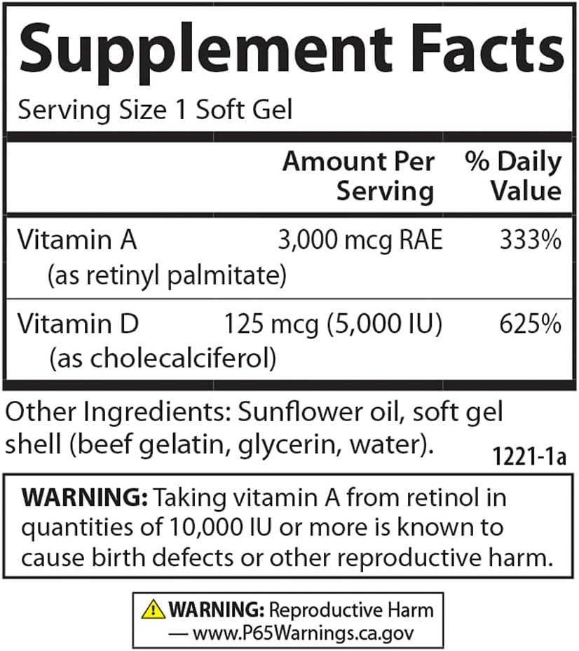 Carlson Vitamin A & D Soft Gels - Pack of 100