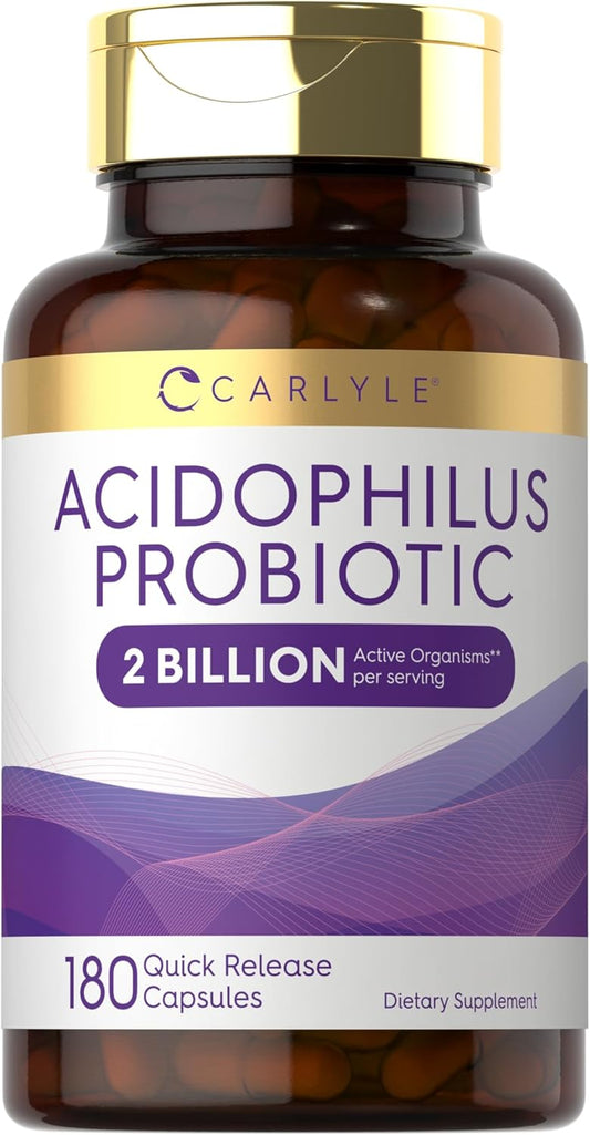 Carlyle Acidophilus Probiotic Capsules for Men and Women | 2 Billion CFU | 180 Quick Release Non-GMO Gluten Free Supplements