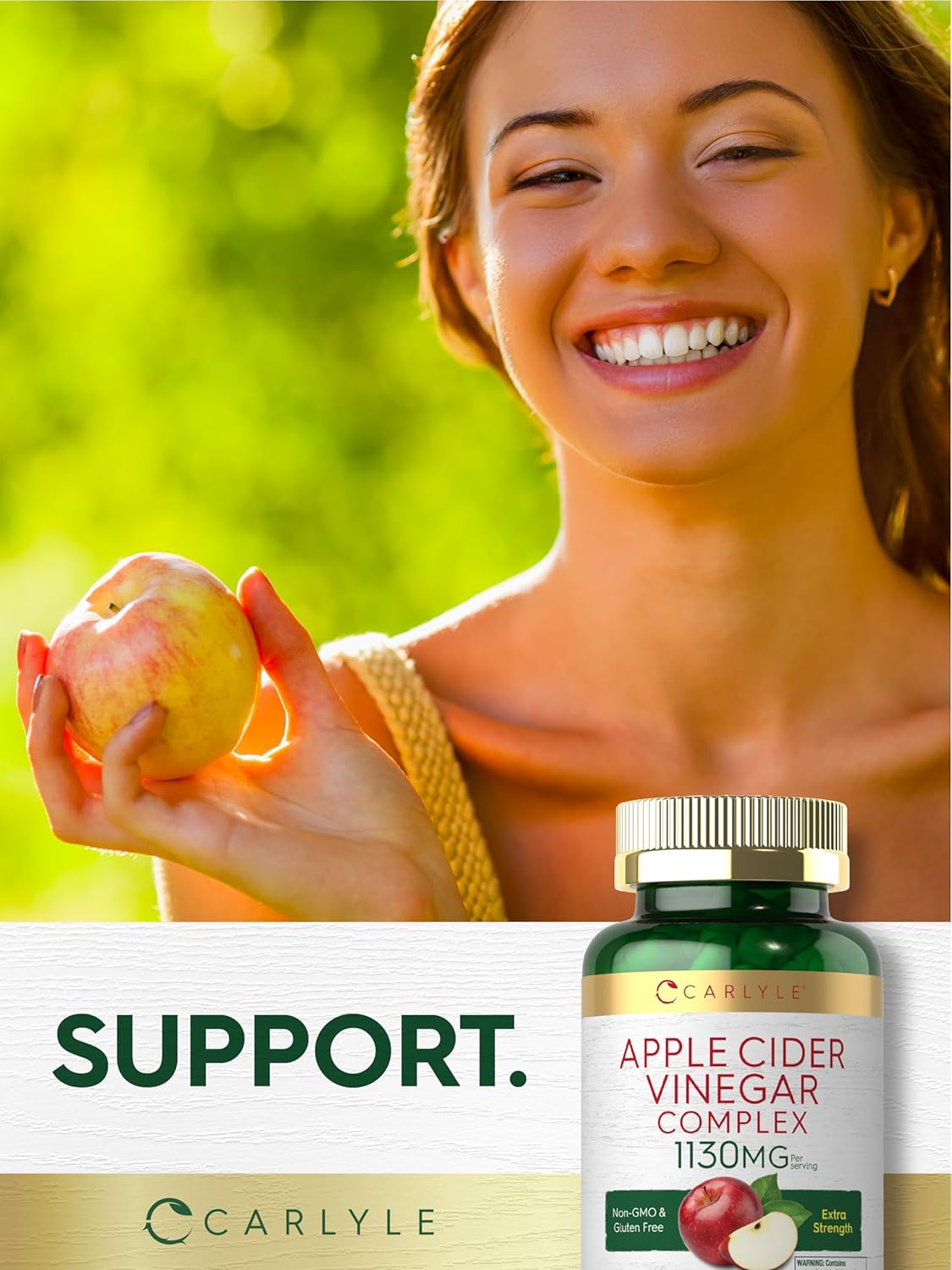 Carlyle Apple Cider Vinegar Complex Capsules with Cayenne and Ginger - 120 Pills, Non-GMO & Gluten Free Supplement