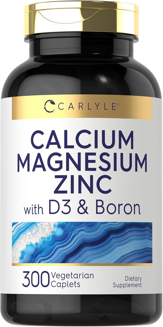Carlyle Calcium Magnesium Zinc Vitamin D3 Supplement with Boron - 300 Caplets, Vegetarian Formula