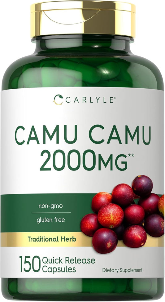 Carlyle Camu Camu Capsules 2000mg - 150 Count - Vitamin C - Non-GMO, Gluten-Free - Immune Support