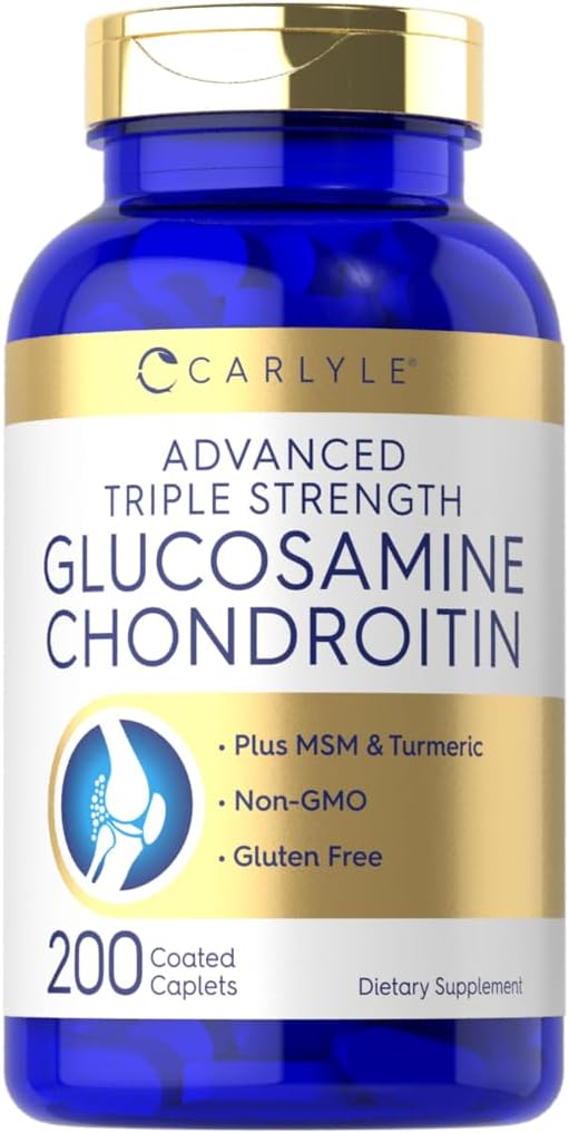 Carlyle Glucosamine Chondroitin MSM Turmeric 200 Count Triple Strength Supplement | Non-GMO & Gluten Free - BoostGo Australia