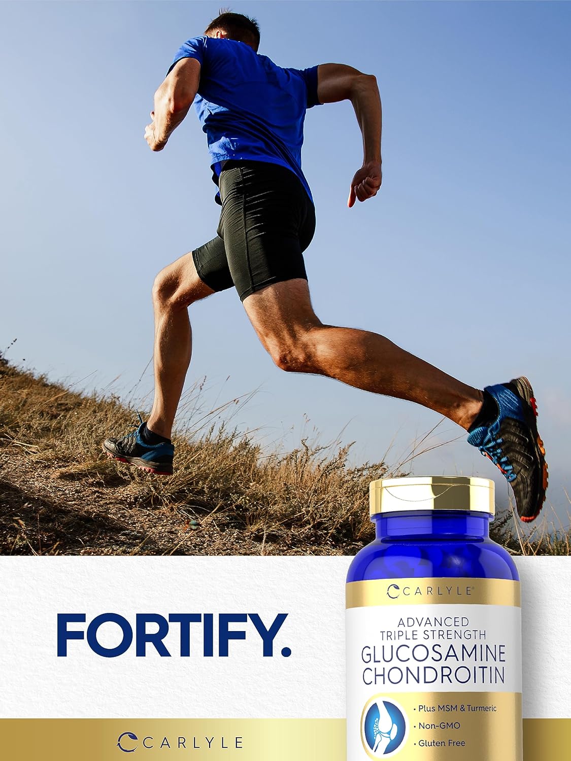 Carlyle Glucosamine Chondroitin MSM Turmeric 200 Count Triple Strength Supplement | Non-GMO & Gluten Free - BoostGo Australia