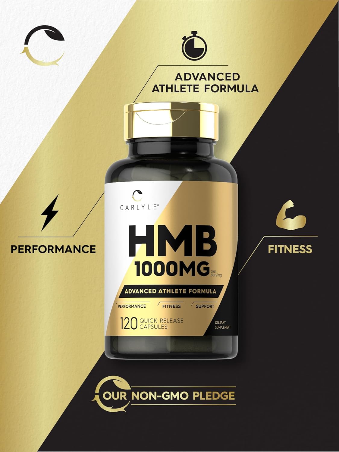 Carlyle HMB Supplement 1000mg 120 Capsules for Men & Women Non-GMO Gluten Free Athlete Formula